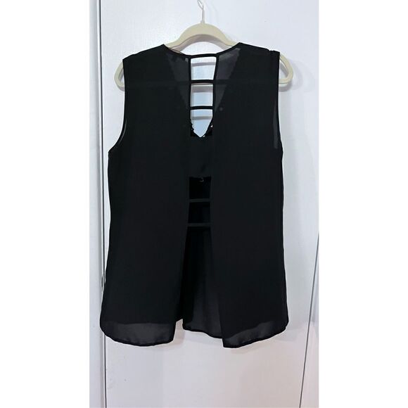 JANE & JOHN LACE UP BLACK SLEEVELESS BLOUSE WOMENS SIZE L - Picture 6 of 10